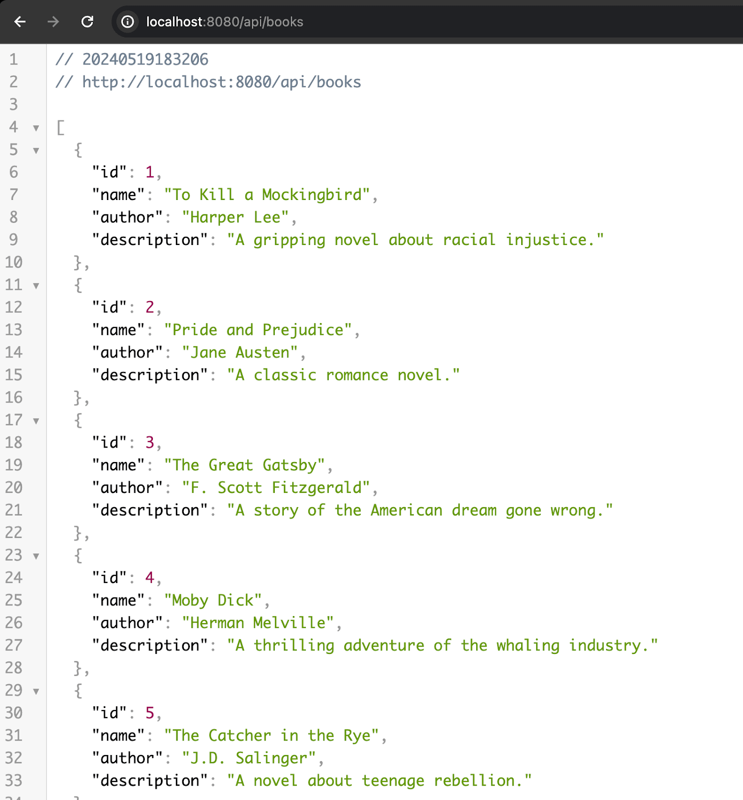 JSON Output with Lombok